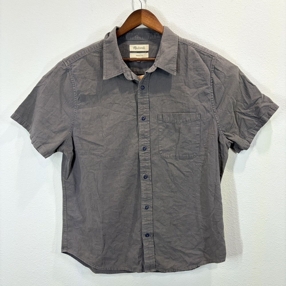 Madewell Perfect Fit Men's Large Short Sleeve Button Down Shirt 100% Cotton